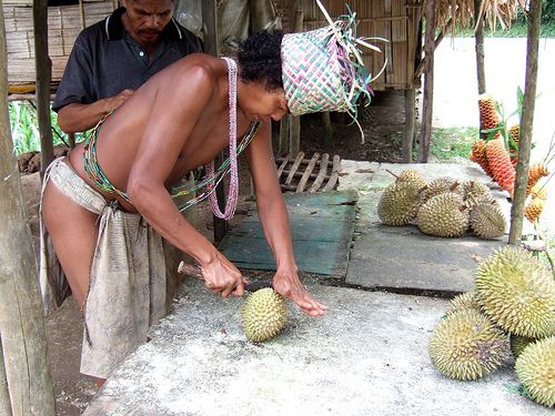 Orang Asli bei der Zubereitung einer Dur by Georg Wittberger