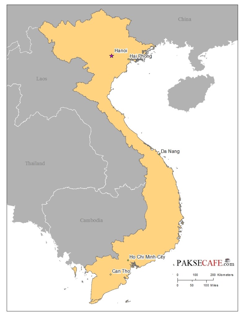 Vietnam map in South East Asia